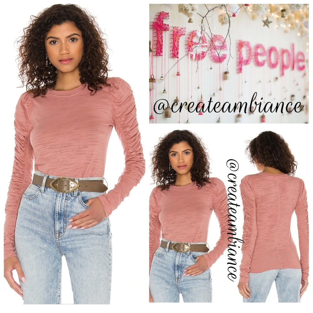 Free People Gathered Puff Sleeve Tee